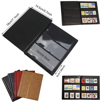 Stamp Albums - Stockbooks Sleeves, Sided Black Page With Padded Black Cover, Collection Storage Folder For Paper Money Postage Stamps