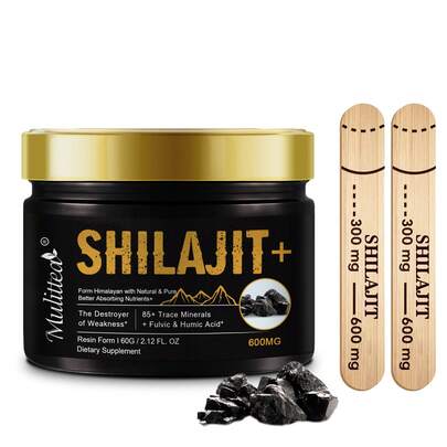 Mulittea Pure Himalayan Shilajit Resin - 85+ Minerals With Fulvic & Humic Acid For Boost Energy, Immune Support & Mental Clarity | Hormone Balance Support | Adaptogen Supplement, 60g Jar With Measuring Spoon