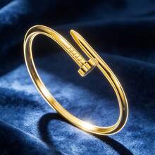 Bộ trang sức bằng thép không gỉ thanh lịch gồm vòng tay đính đá hình hoa bốn lá và vòng tay hình hoa bốn lá rỗng, thích hợp cho phụ nữ đeo hàng ngày hoặc tham dự các buổi tiệc và họp mặt. - Vàng - Xem 10