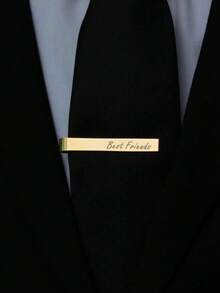 1pc Men's Polished Mirror Tie Clip, Minimalist Fashion Versatile Shirt Clip, Stainless Steel Hypoallergenic Tie Clip - Yellow Gold - View 4