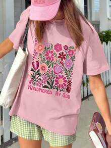 Damen Sommer Neu einfach Schaf und Slogan Muster Täglich lässiges Rundhals Aprikose Kurzarm T-Shirt modisch und vielseitig geeignet für den täglichen Gebrauch Damen Oberteil Weißes Oberteil Schwarzes Oberteil Rosa Oberteil - Pink - Übersicht 7