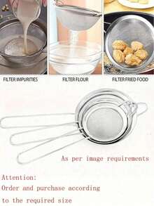 Juego de 3/1 pieza de colador/espumadera de acero inoxidable, adecuado para filtrar harina y aceite en la cocina del hogar, diferentes tamaños - Multicolor - Ver 6