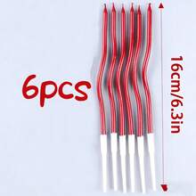 6pcs Black Spiral Curved Birthday Party Decorative Candles, High Quality, Suitable For Birthday, Party, Wedding, Holiday - Multicolor - View 9
