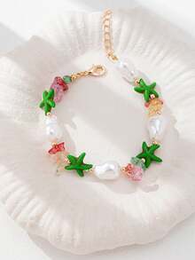 Bộ 1 vòng tay hình sao biển phong cách biển mùa hè, vòng tay đính hạt ngọc trai giả thủ công dành cho nữ, trang sức vòng tay phong cách Bohemia Boho phù hợp cho bãi biển, du lịch, lướt sóng, kỳ nghỉ, quà tặng. - Nhiều màu - Xem 3