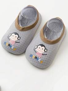 1双儿童室内防滑袜鞋，可爱动物图案幼儿学步鞋，软底婴儿鞋 - 灰色 - 查看 5