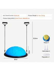 Half Exercise Ball Trainer, 23 Inch Balance Ball Trainer, 660 Lbs Capacity Stability Ball, Yoga Ball With Resistance Bands And Pump, Strength Fitness Ball For Home Gym, Full Body Workouts, Blue - Blue - View 7