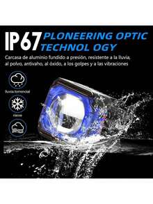  2 Piezas Luces Auxiliares LED para Faros Delanteros Lente de Aumento Luz Roja Azul Estroboscópica Seis Modos para Motos y Automóviles - A - Ver 5