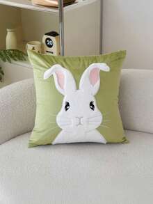 1 buah Sarung Bantal Motif Kelinci Paskah, Dicetak Satu Sisi, Ukuran 17,7*17,7 Inci, Cocok untuk Sofa, Ruang Tamu, Dekorasi Rumah Kamar Tidur, Isi Bantal Tidak Termasuk - Berwarna merah muda - View 3