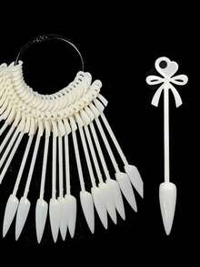 24pcs Nail Swatch Sticks, Natural Stiletto Nail Display Tips, Color Swatches, Pointed Tip Nail Art Practice Tips ,Sample Sticks For Nail Art Polish Color Practice Fan-Shaped Display,False Nail Sample Stick. - Multicolor - View 2