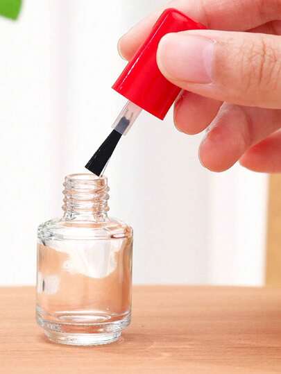 8ml/15ml Transparent Nail Polish Empty Bottle, Brush Head Glue Empty Bottle With Plastic Brush, Rectangular Brush Head Empty Nail Polish Glass Bottle, Empty Nail Polish Bottle With Brush Cover, Independent Perfume Bottle, Independent Reusable Glass Bottle - Black Lid, Transparent Round Glass Bottle, Travel Essential, Nail Salon And Urban Beauty Essential