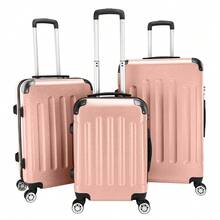 3 Pcs Suitcase Lightweight ABS Carry-On Hand Luggage 4 Spinner Wheels Trolley Case - Rose Gold - View 5