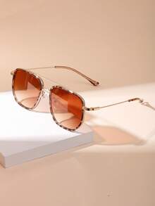 新款经典复古双鼻梁飞行员眼镜，男女皆宜，简约百搭，高端朋克风，适合节日派对、街头拍摄、T台走秀等各种场合。 - 彩色 - 查看 1