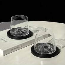 1只/2只装水晶玻璃威士忌酒杯，日式风格烈酒杯，采用优质高透明度水晶玻璃制成，灵感源自冰山，提供2只装或4只装套装，适合单人品鉴或多人聚会。晶莹剔透的杯身如同半透明的翡翠般闪耀，杯底则饰有精美的3D雕刻。 - 彩色 - 查看 10