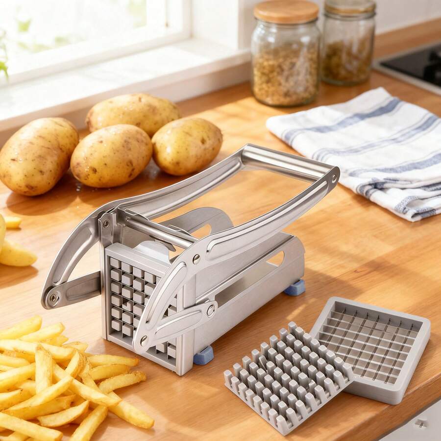 Stainless Steel Multi-Function French Fry Cutter - Potato Slicer Cucumber Slicer - Multicolor - View 1