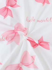 3件套女童休闲蝴蝶结印花Polo领短袖开衫、短裤和长裤睡衣套装，阻燃，四季皆宜 - 白色 - 查看 7