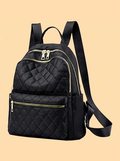 Nueva mochila de mujer, de gran capacidad, de estilo coreano a la moda, bolsa de viaje con patrón de diamantes, casual, para exteriores, de tela Oxford, bolso de doble hombro