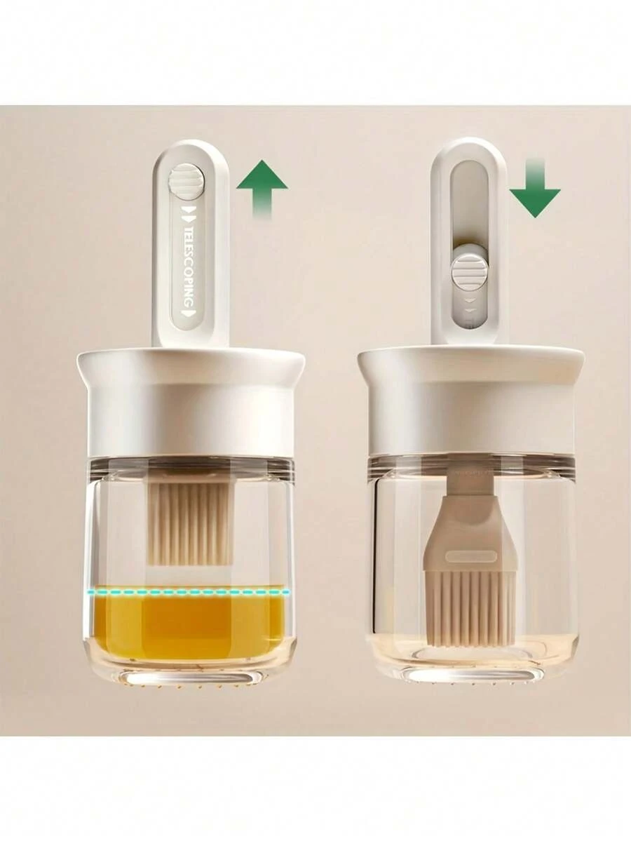 2pcs White Silicone Oil Brush With Bottle, 2-In-1 Oil Dispenser With Silicone Basting Brush, Suitable For Cooking Vinegar, Sauce, Grilling And Frying - A - View 1