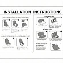 Easypie Selection 9pcs/5pcs/4pcs/2pcs Car Seat Covers, Made Of Breathable Mesh Fabric And PU Leather, Suitable For Sedans, SUVs, Trucks, With Good Ventilation, Airbag Compatible And Zipper Design, Ideal Gift For Friends, Graduation, Back To School, Christmas, Valentine's Day, Parents, Halloween, Thanksgiving, Birthday, New Year And Other Holidays, Also Suitable As Personalized Or Birthday Gifts - Seat Covers - View 10