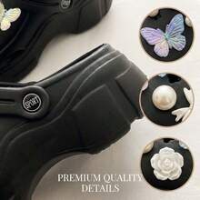 女士夏季新款EVA镂空套脚凉鞋，厚底增高，室内、室外、通勤、海滩、休闲穿着皆宜 - 黑色 - 查看 6