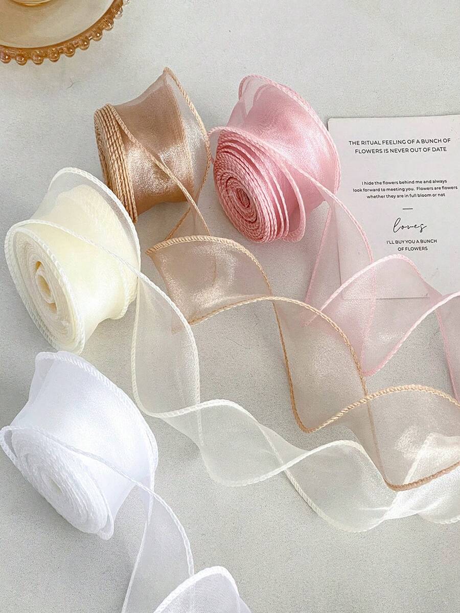 1 Stück flauschiges Fischschwanz Blumen Dekoband, DIY Material wellige Rüschenband geeignet für Valentinstag, Feiertagsparty, Blumenstrauß, Verpackungsdekoration, industrielle Verwendung, Hochzeit, Einzelhandelspräsentation, Heimtextilien, Tortendekoration - Verschiedenfarbig - Übersicht 1