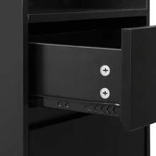 Hallway Cabinet, Shoe Cabinet With Cushion Storage, Multifunctional With Power Outlet, With 4 Hooks, Black, White, H180 / W100 / D35 Cm - Black - View 6