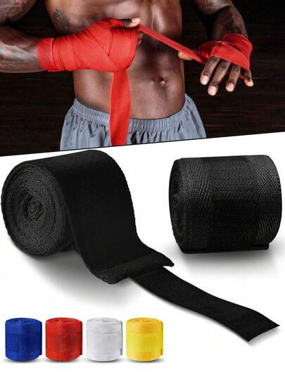 1 Pair 98.4 Inch Boxing Hand Wraps, Unisex Sports Hand Wraps Suitable For Martial Arts, Boxing, MMA, Taekwondo, Muay Thai