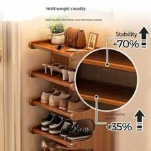 5/6 Tier Bamboo Shoe Rack - Freestanding Shoe Organizer, Suitable For Room Decor, Home Decor, Wardrobe Storage, Shoe Storage, Multi-Layer Shelf, Minimalist Shelf, Desk Shelf. Freestanding Shoe Rack, Suitable For Entryway, Wardrobe, Hallway, Multi-Function Hall Shoe Rack, Easy To Assemble - Multicolor - View 2