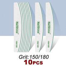 NailShine 3片/5片/10片/25片装专业指甲锉砂纸，加厚，80/100/150/180/240/320目，指甲锉抛光器，美甲打磨，半月形，青柠工具 - 彩色 - 查看 12