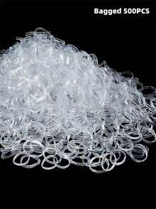 2000/1000/500/100pcs,Transparent Mini Elastic Hair Ties,Small Disposable Rubber Rings, Small Band Rubber Band Hair Accessories Headdress Disposable Rubber Band Women's Hair Cute Hair Tie, Daily Use, Ponytail, Wedding Hairstyles Ponytail Holders, Hair Bobbles ,Hair Rope Hairbands,Hair Bobbles ,Home,Skincare Accessories ﻿ - Clear - View 9
