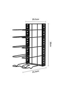 1 pieza Rejilla ajustable para tapa de olla de hierro, organizador de almacenamiento de cocina multifuncional negro, soporte para tapa de olla, estante para ollas y sartenes, estante para fregadero, estante para utensilios de cocina de 5/8 niveles, montaje DIY para cocina, fregadero, gabinete, encimera - Blanco - Ver 13