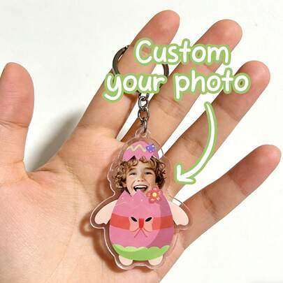 Customized Personalized Easter Acrylic Keychain, Customized Photos, Perfect For Easter, Gifts For Him/Her, Couples, Friends, And Family - Birthdays, Graduation Gifts, Bright Colors, Friend Souvenirs