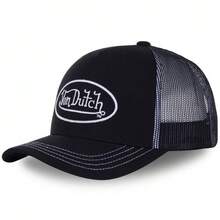 Baseball Cap Letter Sunscreen Mesh Embroidered Trucker Hat - 1Black - View 2