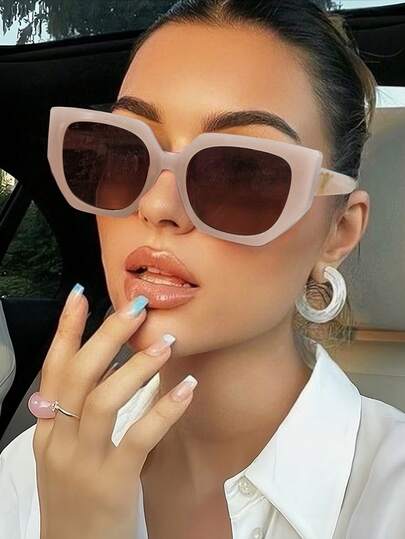 1pc Large Frame Polygonal Irregular Retro Fashion Glasses, Full Frame Y2K Geometric Pattern Personalized And Versatile Women's Glasses, Suitable For Daily Wear And Decoration During Holidays And Travel