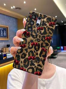 新款豹纹樱桃哑光质感手机壳，防摔防刮防指纹黑色TPU软壳，摄像头镜头保护，适用于三星、红米、OPPO、VIVO等手机。 - 彩色 - 查看 6