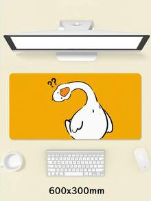 一体式卡通鸭子图案PU皮革鼠标垫，2毫米厚，小型办公桌面垫，适合学生/游戏玩家/笔记本电脑用户，防水防滑，必备办公配件。 - 橘色 - 查看 12