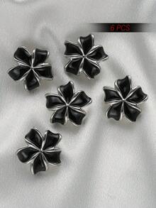 6颗时尚多色花卉金属纽扣,适用于连衣裙、开衫、毛衣、外套装饰,DIY花束、礼品盒、珠宝制作配件 - 多色 - 查看 13