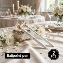 [Customized] Engraved Diamond Ballpoint Pen, Metal Crystal Pen, Ins Style High-Quality Stationery, Creative DIY Engraved Name/LOGO, Suitable For Wedding, Teacher's Day, Graduation, Birthday, Christmas, Business Meetings, Opening Ceremonies, Practical And Exclusive Customized Wholesale Gifts - Sets - View 3