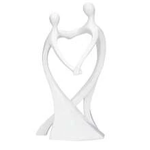YUNRUICHI Modern Minimalist Abstract Couple Resin Sculpture Statue Clean White Finish Art Ornament For Living Room Office Desktop Home Decoration Gift - 白色1件 - 查看 1