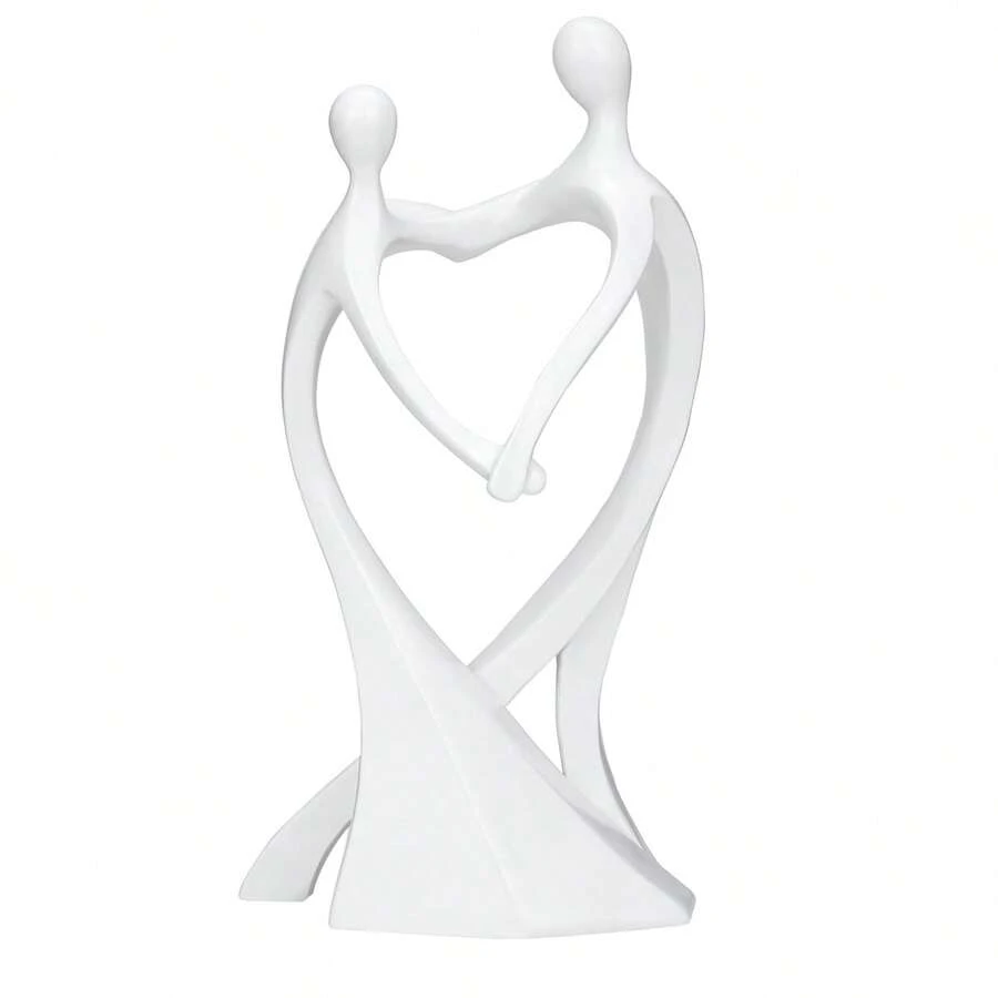 YUNRUICHI Modern Minimalist Abstract Couple Resin Sculpture Statue Clean White Finish Art Ornament For Living Room Office Desktop Home Decoration Gift - 白色1件 - 查看 1