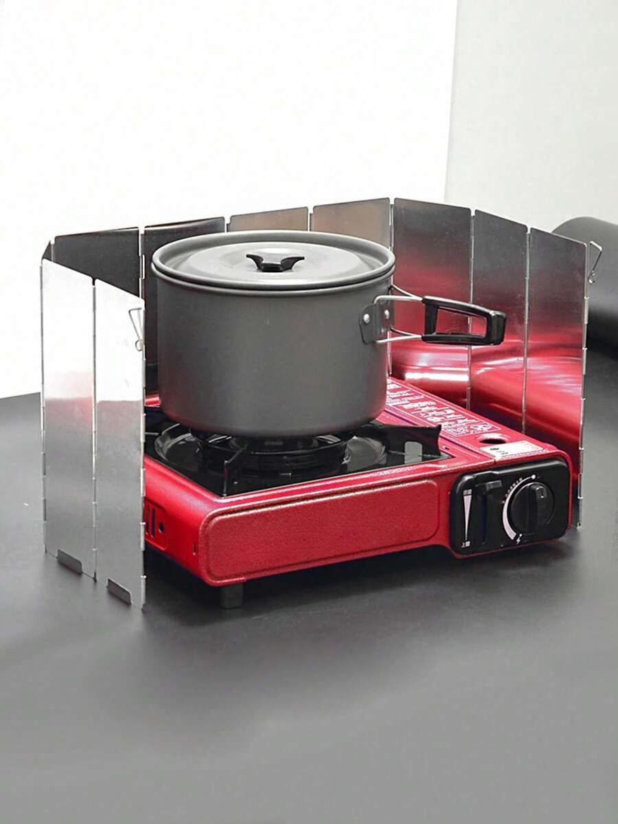 8pcs/10pcs Ultralight Aluminum Alloy Folding Camp Stove Wind Shield, 1pc Outdoor Cooking Accessory - Multicolor - View 1