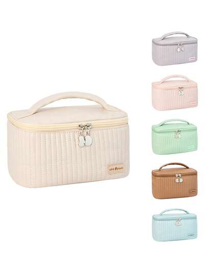 1pc Random Color Fashion Cake Shaped Makeup Bag, PU Leather Handheld Portable Travel Skincare & Cosmetic Storage Pouch