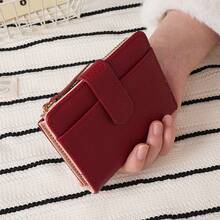 European & American Style Litchi Grain Minimalist Women's Bifold Wallet, Multi-Card Slots Design With Zipper Coin Pouch, High-End Elegant Ladies Wallet. Mini Wallet, Small Wallet, Men's Wallet, Cute Leather Wallet - Multicolor - View 6