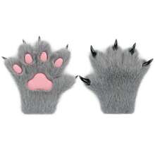 1pair Cute Plush Cat Paw Gloves, Soft Furry Winter Mittens Cosplay Costume Accessories, Furry Costume, Therian Paws, Cartoon Animal Claw Hand Warmers, Fluffy Plush Paw Shaped Gloves For Christmas, Party, Or Daily Warm Wear - Multicolor - View 29