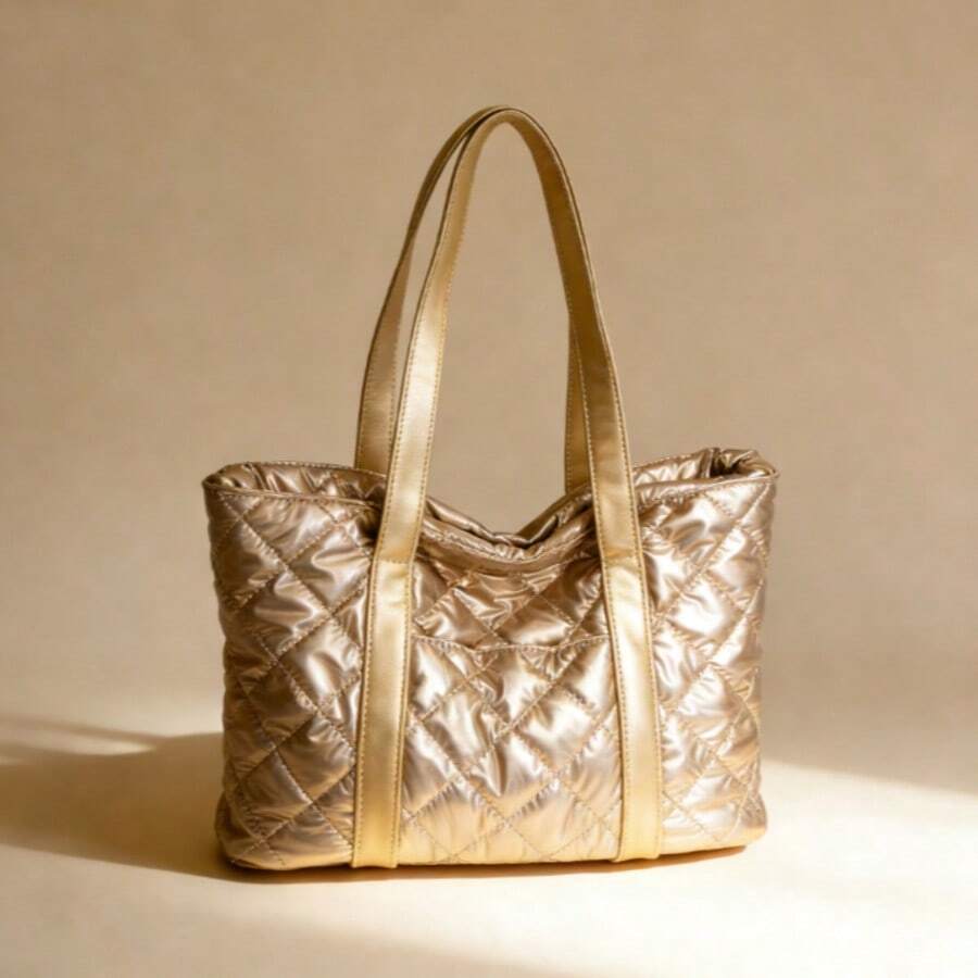 New Large Capacity Diamond Quilted Dual Handle Women's Shoulder Bag, Lightweight And Portable, Suitable For Summer Outdoor Travel, Comes With Animal Pendant Decoration, Essential Travel Backpack