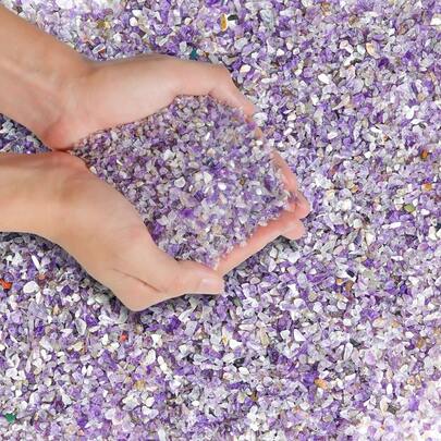 0.71/1.76/3.53/7.05oz Natural Pebble Amethyst, Crushed Quartz, Asymmetrical Pebble Stones, Vase Filler, Aquarium Gravel