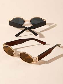 1/2件装塑料经典椭圆形女士流行设计眼镜组合，适合街拍摄影师 - 彩色 - 查看 4