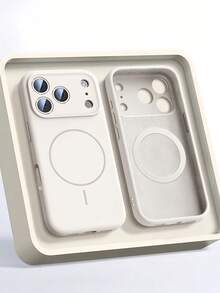 1个哑光液态硅胶极简磁吸手机壳 + 短挂绳,兼容 17 Air 16 15 14 13 12 Pro Max Plus,支持无线充电的柔软硅胶后盖 - 古董白 - 查看 3