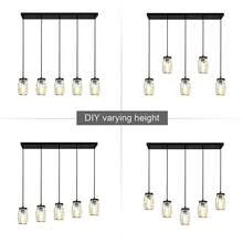 ZHFEISY 5-Light Adjustable Ceiling Light Industrial Pendant Light Mason Jar Chandelier Glass Hanging Ceiling Lamp NEW - View 5