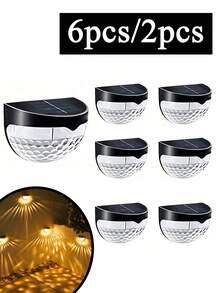 Conjunto de 6 luzes solares externas para cerca, deck e parede, com função liga/desliga automática, design durável em plástico resistente às intempéries, bateria de 600mAh e suporte semi-embutido. Ideais para cercas, pátios, quintais, degraus de garagem, escadas e iluminação solar para cercas. - Casca Preta - Ver 3