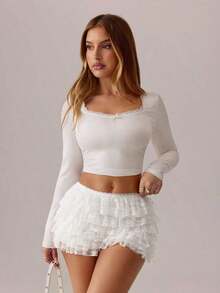 2026 Dresses For WomenSummer;White Lace Ruffle Low Waist ShortsLoose And Comfortablevestidos - Multicolor - View 8